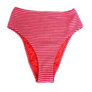 Aerie Crinkle Stripe High Cut Cheeky Bikini Bottom Neon M New